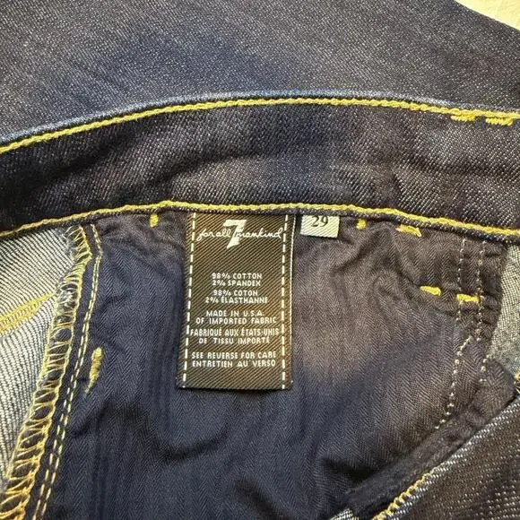 7 For All Mankind Dark Blue Flare Denim Jeans Button Fly Size 29 - Picture 3 of 6